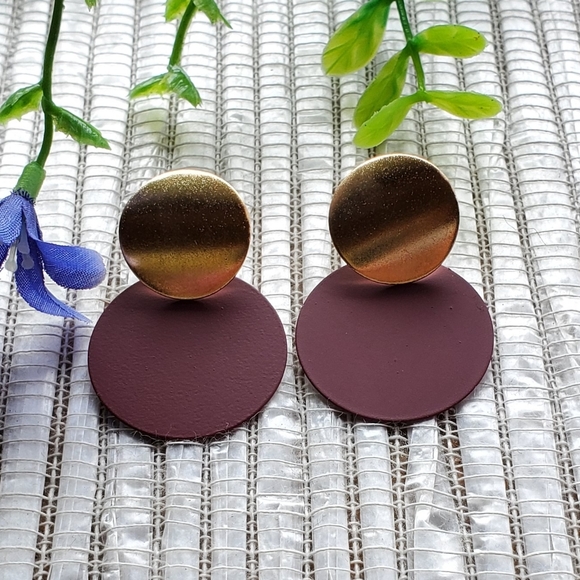 Fashion Bohemian Round Drop Metal Earrings, purple - Picture 10 of 13